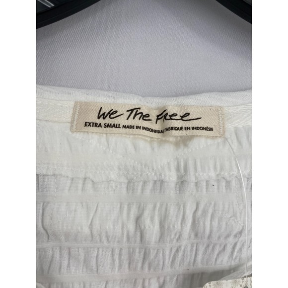 Free People NWT Sugar Cube Crinkle Fabric Short Sleeve Tee Optic White XSm New - Picture 7 of 12